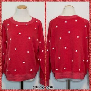 Saturday School Red w White Stars Sweatshirt Sz S